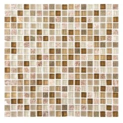 Warm Topaz Beige/Cream 11.75 in. x 11.75 in. Glass Mosaic Tile (9.588 sq. ft./Case) by Jeffrey Court