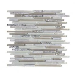 Golden Horizon Beige/Cream 11.5 in. x 11.625 in. Interlocking Glass/Stone/Metal Wall Mosaic Tile (9.32 sq. ft./Case) by Jeffrey Court