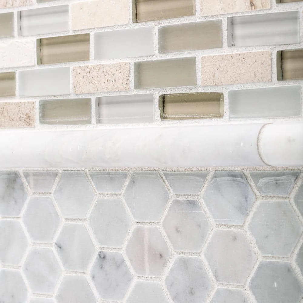 Cottage Ridge Mini Brick Beige 9.75 in. x 12 in. Interlocking Glass/Travertine Mosaic Tile (8.12 sq. ft./Case) by Jeffrey Court - Image 4