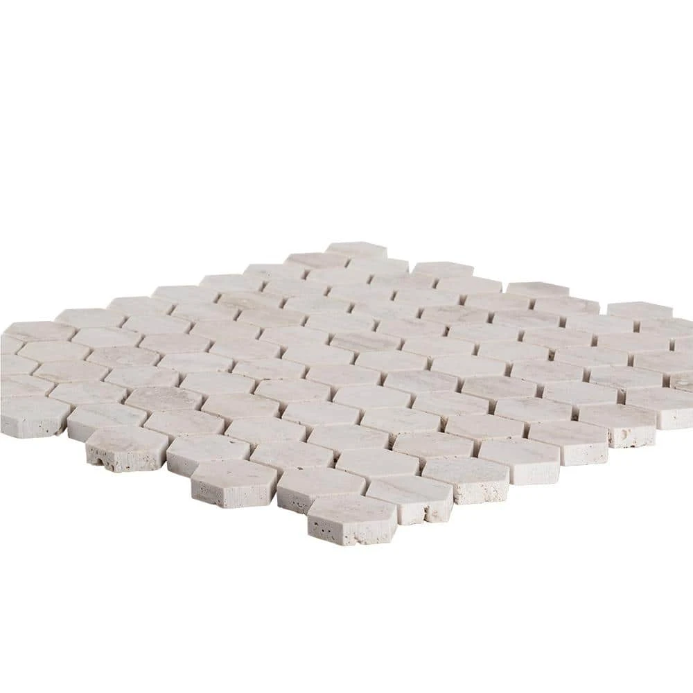 Travertine Constellation Beige 10.875 in. x 11.75 in. Hexagon Honed Travertine Wall and Floor Mosaic Tile by Jeffrey Court - Image 4