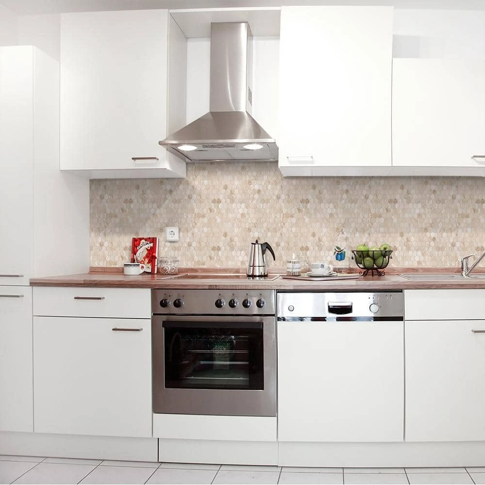 Travertine Constellation Beige 10.875 in. x 11.75 in. Hexagon Honed Travertine Wall and Floor Mosaic Tile by Jeffrey Court - Image 2