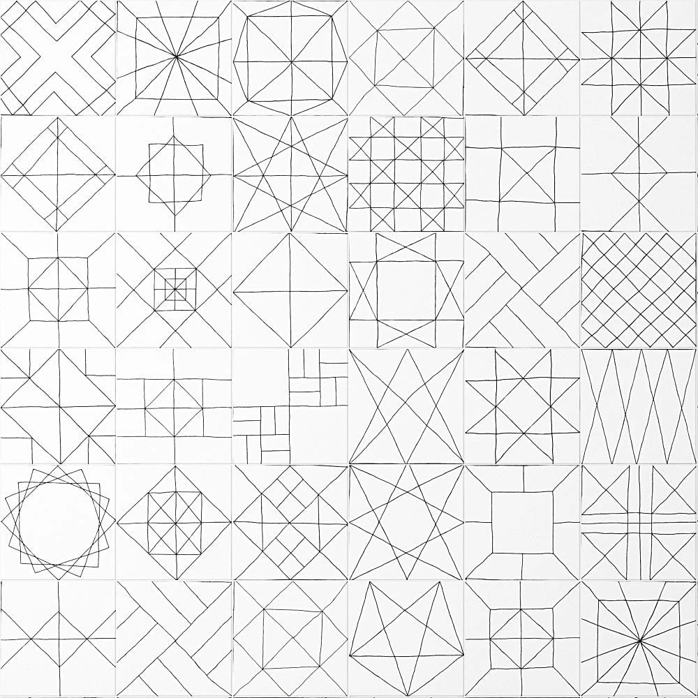 Infinitum Encaustic Black and White 9 in. x 9 in. Matte Porcelain Floor and Wall Tile (10.76 sq. ft./Case) by Ivy Hill Tile