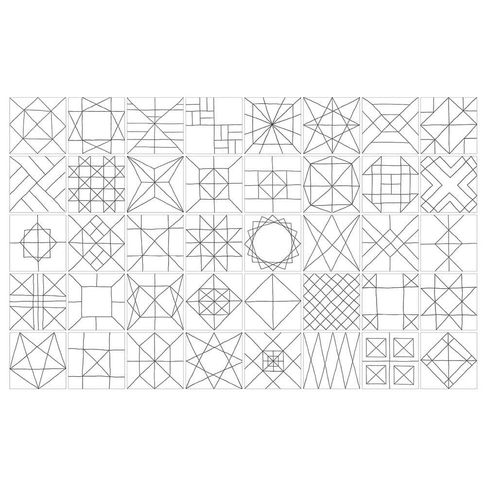 Infinitum Encaustic Black and White 9 in. x 9 in. Matte Porcelain Floor and Wall Tile (10.76 sq. ft./Case) by Ivy Hill Tile - Image 2