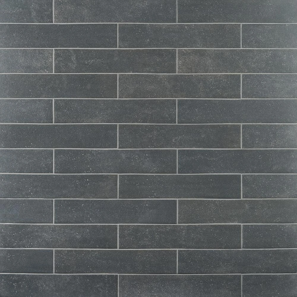Sanskrit Black 3.89 in. x 19.37 in. Matte Porcelain Floor and Wall Tile (7.85 sq. ft./Case) by Ivy Hill Tile