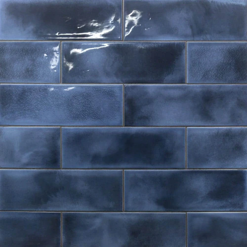 Piston Camp Blue 4 in. x 12 in. 7mm Glazed Ceramic Subway Wall Tile (34-piece 10.97 sq. ft. / box) by Ivy Hill Tile