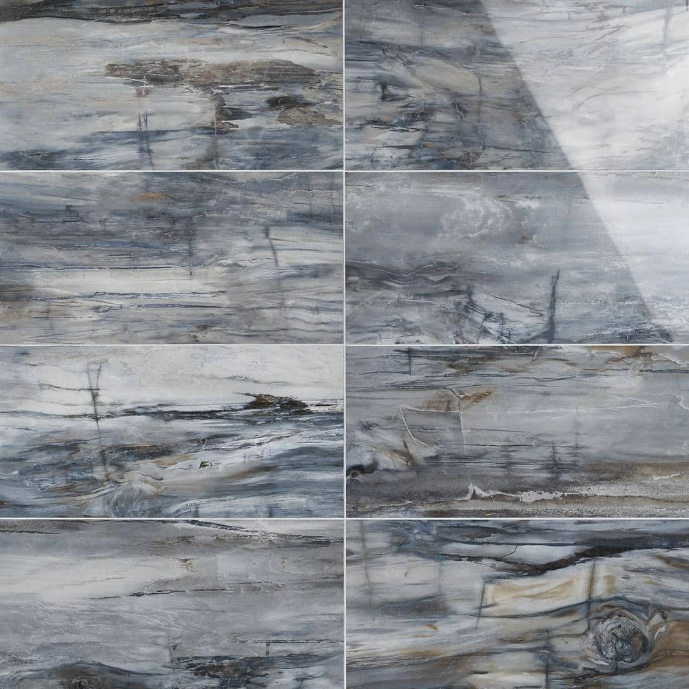 Selawood Blue 11.71 in. x 23.5 in. Polished Porcelain Floor and Wall Tile (11.62 sq. ft./Case) by Ivy Hill Tile