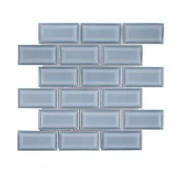 Beverly Blue Bevel 12.375 in. x 12 in. Interlocking Glossy Ceramic Mosaic Tile (10.31 sq. ft./Case) by Jeffrey Court