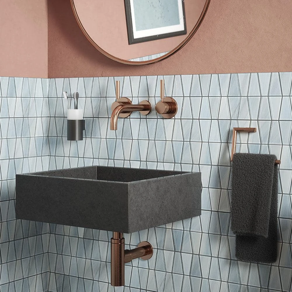 Orbit Trapazoid Blue 12.25 in. x 12.125 in. Trapezoid Gloss Glass Mosaic Wall Tile (20.63 sq. ft./Case) by Jeffrey Court - Image 8