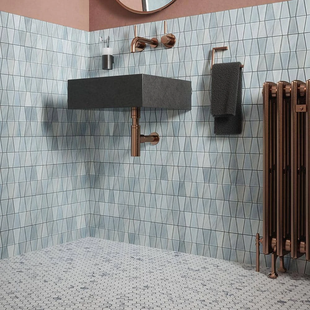 Orbit Trapazoid Blue 12.25 in. x 12.125 in. Trapezoid Gloss Glass Mosaic Wall Tile (20.63 sq. ft./Case) by Jeffrey Court - Image 4