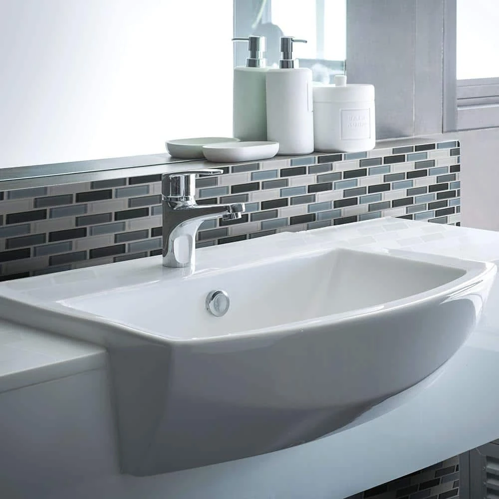 Malibu Breeze Blue 9.75 in. x 11.875 in. Interlocking Glossy Glass Mosaic Tile (8.04 sq. ft./Case) by Jeffrey Court - Image 2