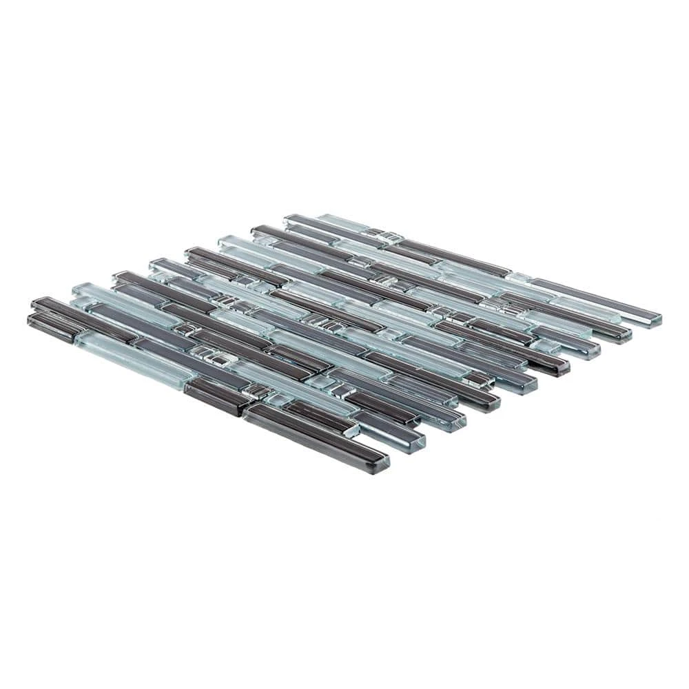 Blue Zephyr Pencil 11.875 in. x 11.125 in. Interlocking Gloss Glass Wall Mosaic Tile (9.17 sq. ft./Case) by Jeffrey Court - Image 3