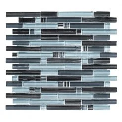 Blue Zephyr Pencil 11.875 in. x 11.125 in. Interlocking Gloss Glass Wall Mosaic Tile (9.17 sq. ft./Case) by Jeffrey Court