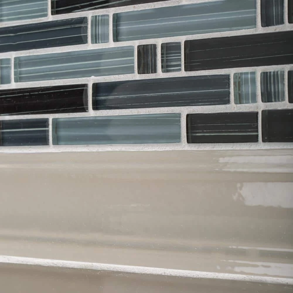 Blue Zephyr Pencil 11.875 in. x 11.125 in. Interlocking Gloss Glass Wall Mosaic Tile (9.17 sq. ft./Case) by Jeffrey Court - Image 4