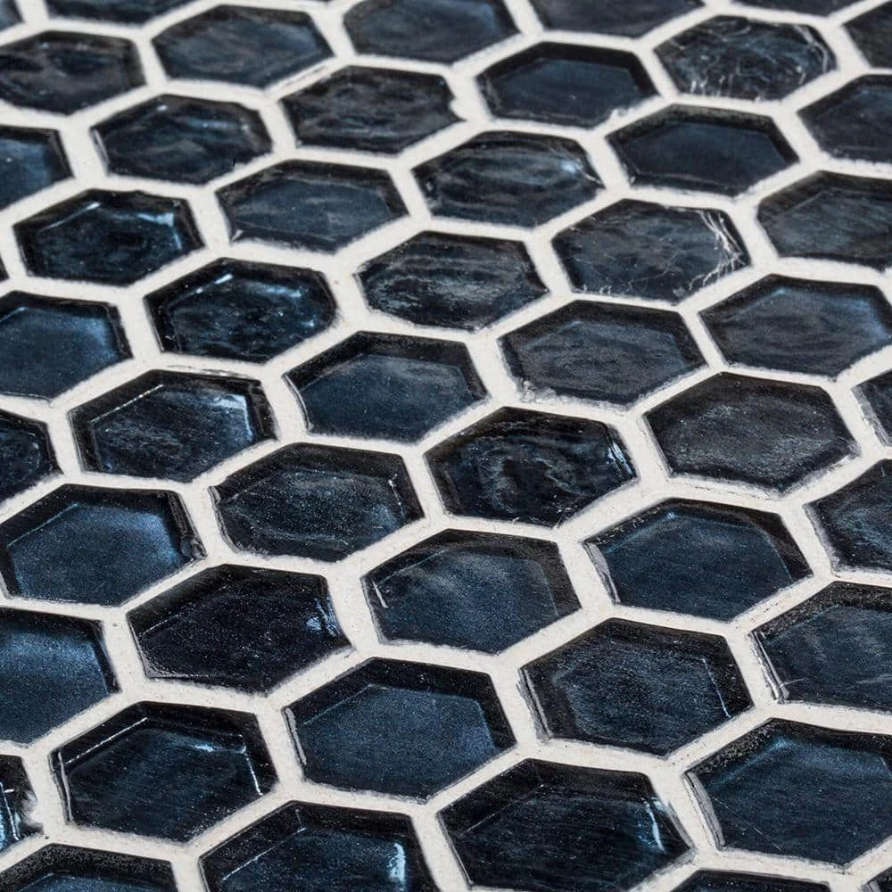 Mermaid Lagoon Blue 11.375 in. x 10.875 in. Hexagon Gloss Glass Wall Mosaic Tile (12.88 sq. ft./Case) by Jeffrey Court - Image 5