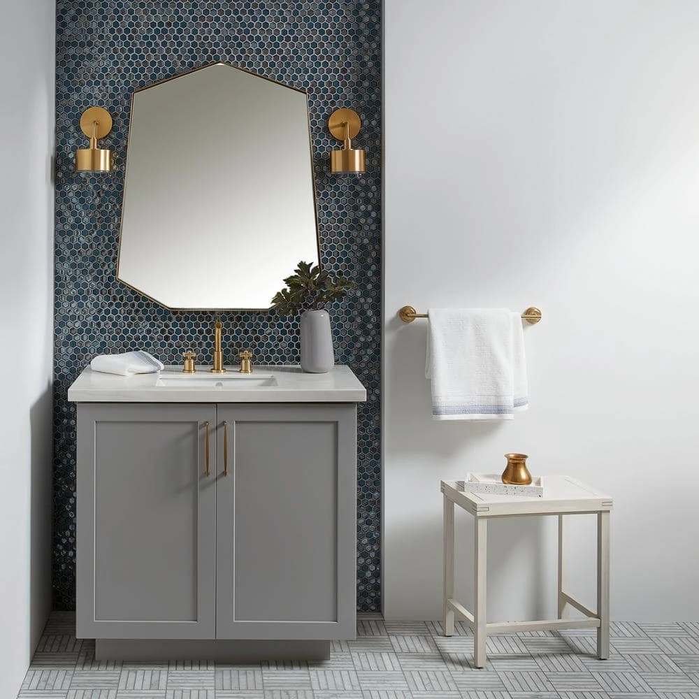 Mermaid Lagoon Blue 11.375 in. x 10.875 in. Hexagon Gloss Glass Wall Mosaic Tile (12.88 sq. ft./Case) by Jeffrey Court - Image 6