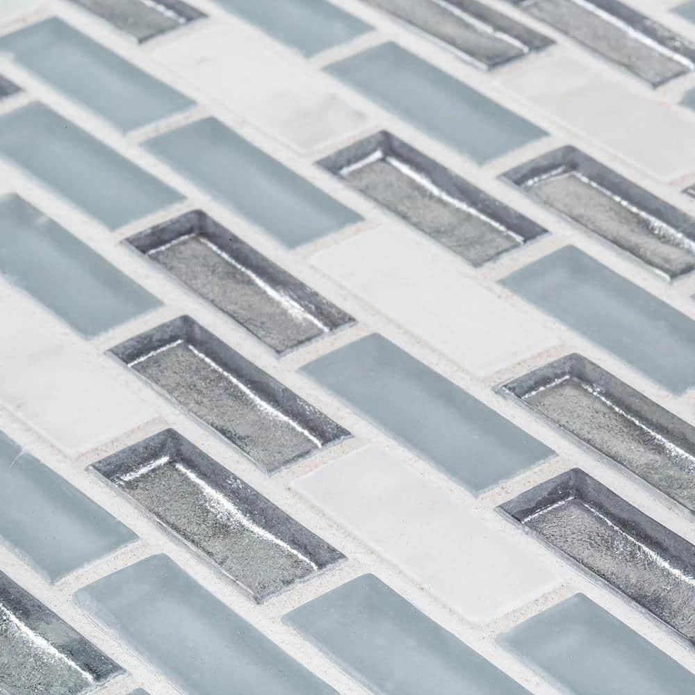 Alaskan Chill Blue 11.5 in. x 11.625 in. Interlocking Mixed Glass and Stone Mosaic Tile (14.83 sq. ft./Case) by Jeffrey Court - Image 5