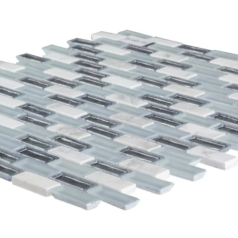 Alaskan Chill Blue 11.5 in. x 11.625 in. Interlocking Mixed Glass and Stone Mosaic Tile (14.83 sq. ft./Case) by Jeffrey Court - Image 3