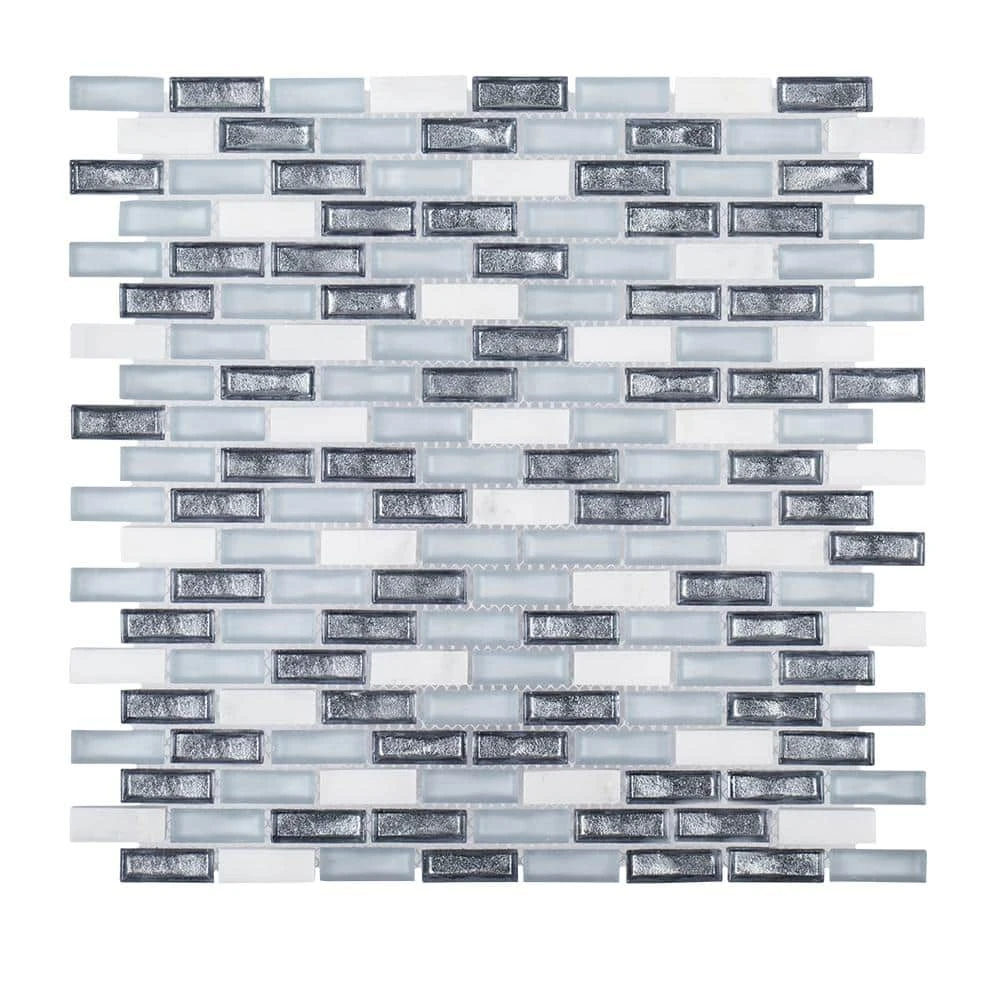 Alaskan Chill Blue 11.5 in. x 11.625 in. Interlocking Mixed Glass and Stone Mosaic Tile (14.83 sq. ft./Case) by Jeffrey Court