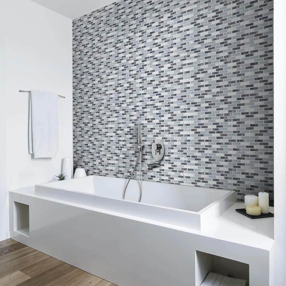 Alaskan Chill Blue 11.5 in. x 11.625 in. Interlocking Mixed Glass and Stone Mosaic Tile (14.83 sq. ft./Case) by Jeffrey Court - Image 2