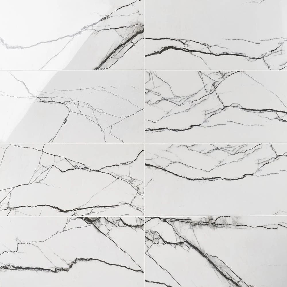 Magnus Breach 11.81 in. x 23.62 in. Polished Porcelain Marble Look Floor and Wall Tile (11.62 sq. ft./Case) by Ivy Hill Tile