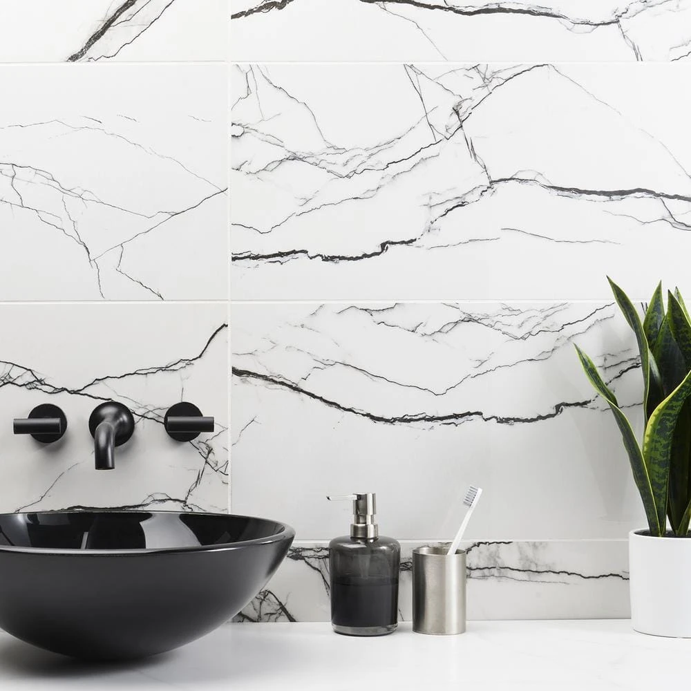 Magnus Breach 11.81 in. x 23.62 in. Polished Porcelain Marble Look Floor and Wall Tile (11.62 sq. ft./Case) by Ivy Hill Tile - Image 2