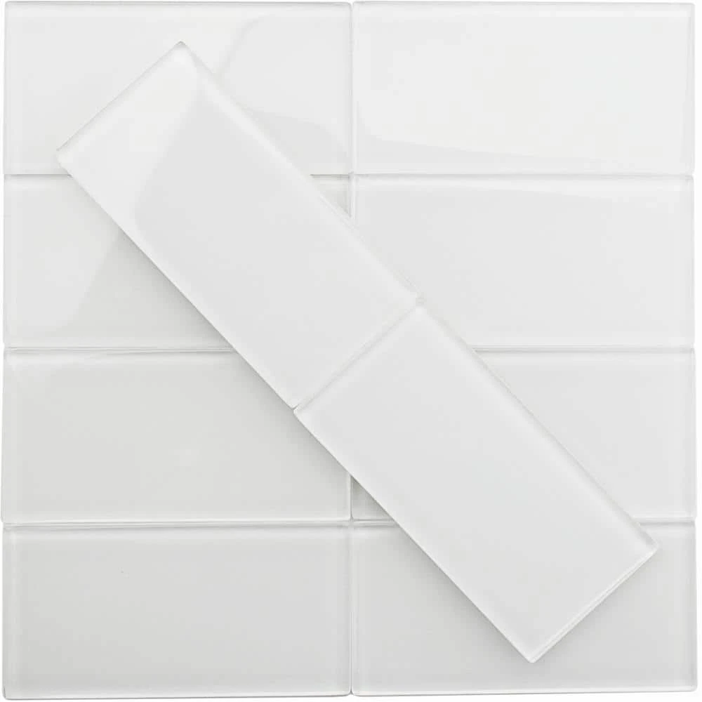 Contempo Bright White 3 in. x 6 in. x 8 mm Polished Glass Subway Floor and Wall Tile (32 pieces 4 sq.ft./Box) by Ivy Hill Tile - Image 5