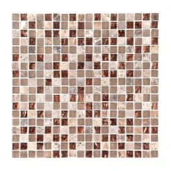 Italian Fossil Foil Brown 11.75 in. x 11.75 in. Square Glass and Marble Wall Mosaic Tile (9.58 sq. ft./Case) by Jeffrey Court