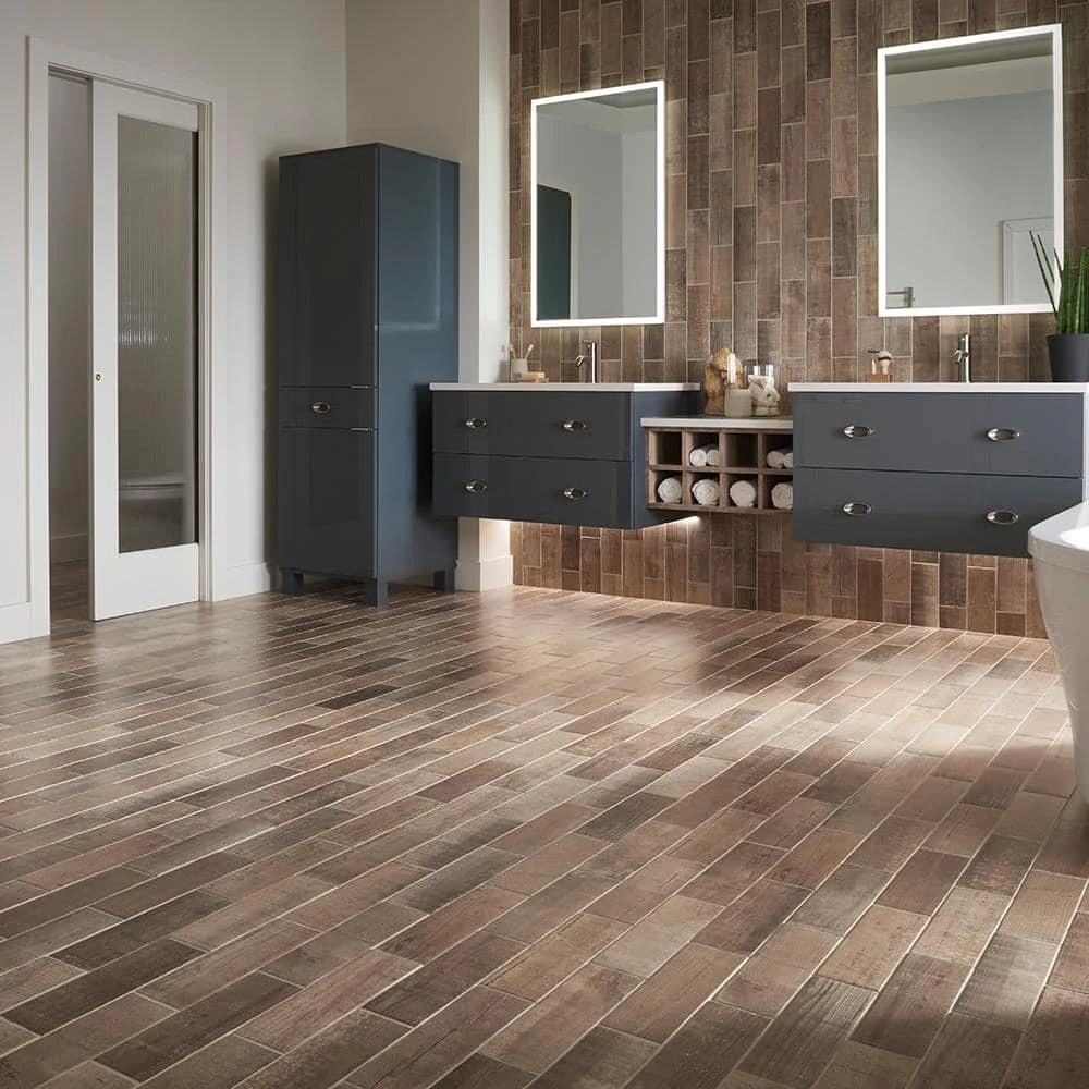 Teakwood Brown 4 in. x 12 in. Matte Porcelain Wall and Floor Tile (13.56 sq. ft./Case) by Jeffrey Court - Image 7