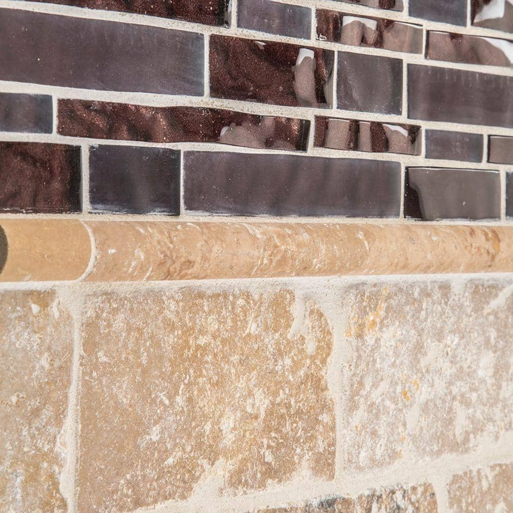 Noce Brown .75 in. x 12 in. Honed Travertine Wall Pencil Tile (1 Linear Foot) by Jeffrey Court - Image 3