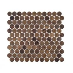 Copper Pennies Brown 11.875 in. x 11.625 in. Penny Round Brushed Metal Mosaic Tile (9.587 sq. ft./Case) by Jeffrey Court