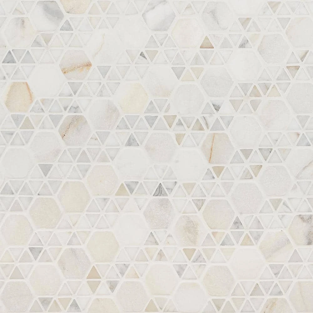 Koror Calacatta 11.73 in. x 12 in. Matte Marble Floor and Wall Mosaic Tile (0.97 sq. ft./Sheet) by Ivy Hill Tile - Image 3