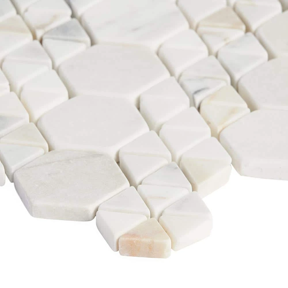 Koror Calacatta 11.73 in. x 12 in. Matte Marble Floor and Wall Mosaic Tile (0.97 sq. ft./Sheet) by Ivy Hill Tile - Image 7