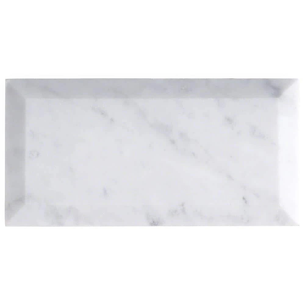 White Carrara Beveled 3 in. x 6 in. x 9mm Polished Marble Subway Tile (40 pieces / 5 sq. ft. / box) by Ivy Hill Tile - Image 8