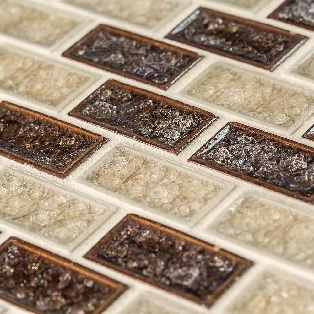 Hazelnut Butter Crackle Cream 12 in. x 11.5 in. Interlocking Glossy Ceramic/Glass Wall Mosaic Tile (4.79 sq. ft./Case) by Jeffrey Court - Image 5