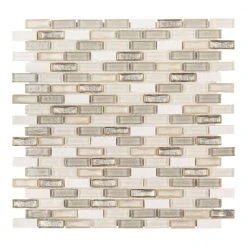 Afternoon Tea Cream 11.5 in. x 11.625 in. Interlocking Mixed Glass and Stone Mosaic Wall Tile (14.83 sq. ft./Case) by Jeffrey Court