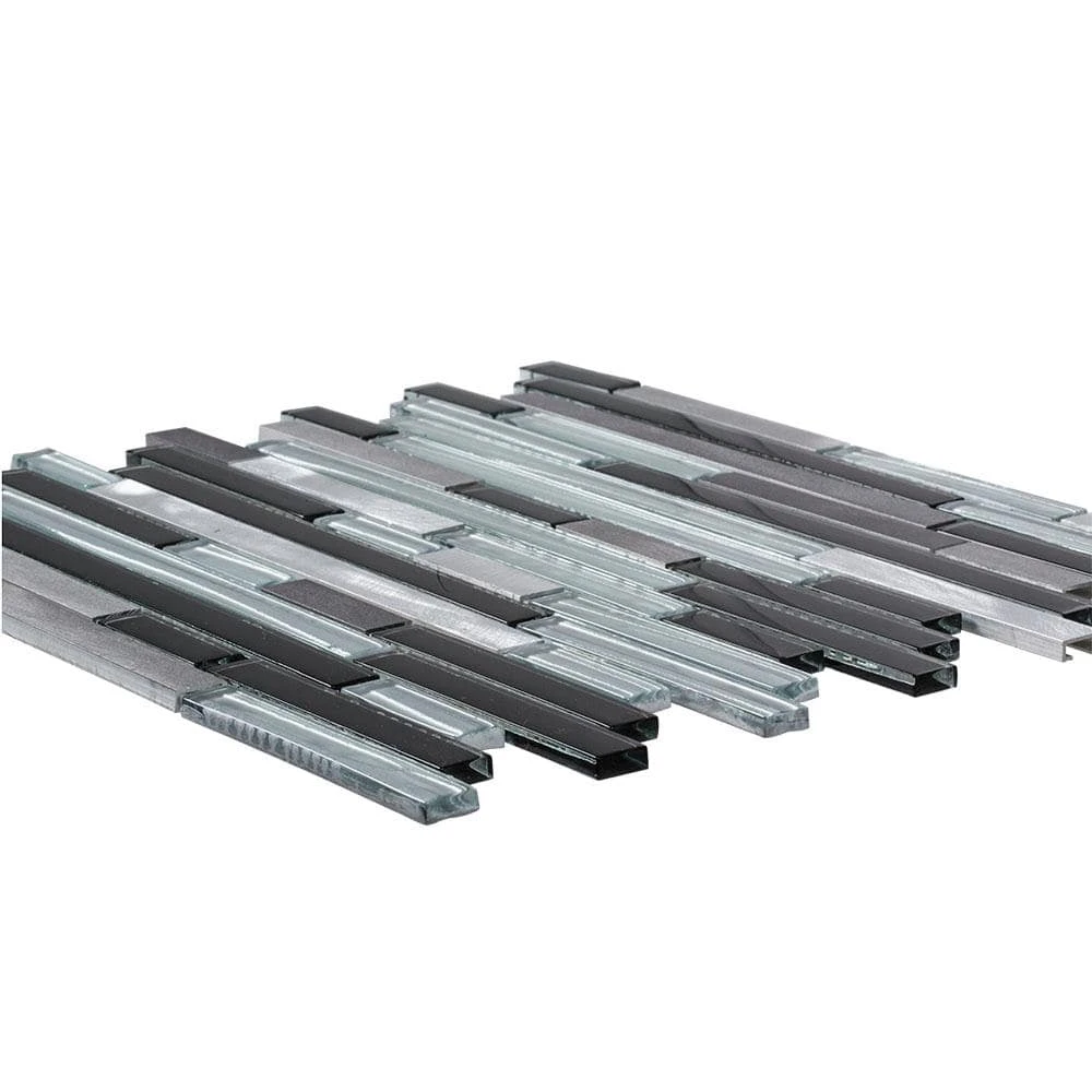 Binary Code Gray and Blue 11.625 in. x 11.625 in. Interlocking Glass and Metal Mosaic Tile (14.22 sq. ft./Case) by Jeffrey Court - Image 3