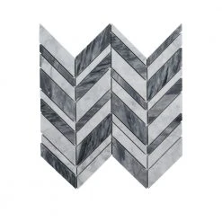 Carlton Gray 11.625 in. x 12 in. Chevron Marble Wall and Floor Mosaic Tile (9.68 sq. ft./Case) by Jeffrey Court