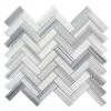 Zebra Plains Gray 12.875 in x 11.125 in. Herringbone Polished Marble Wall and Floor Mosaic Tile (9.947 sq. ft./Case) by Jeffrey Court