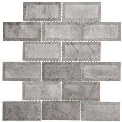 Tundra Grey 2 x 4 Beveled 10 in. x 11.75 in. Interlocking Polished Marble Mosaic Tile (0.815 sq. ft./Each) by Jeffrey Court