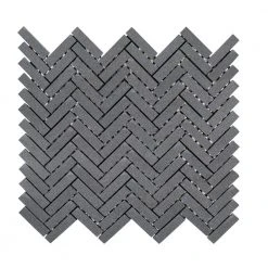 Basalt Herringbone Gray 10 in. x 10.75 in Honed Basalt Wall and Floor Mosaic Tile (0.765 sq. ft./Each) by Jeffrey Court