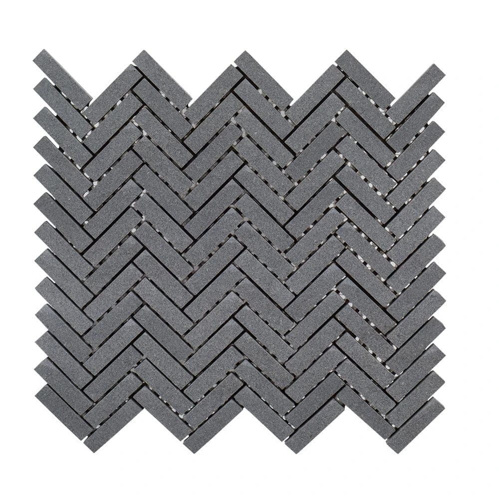 Basalt Herringbone Gray 10 in. x 10.75 in Honed Basalt Wall and Floor Mosaic Tile (0.765 sq. ft./Each) by Jeffrey Court