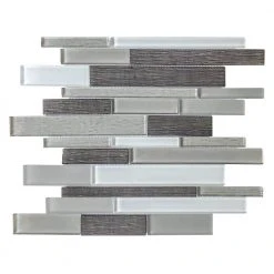 Forest Folly Gray 11.625 in. x 11.5 in. Interlocking Glass Mosaic Tile (13.92 sq. ft./Case) by Jeffrey Court