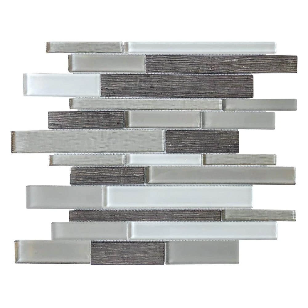 Forest Folly Gray 11.625 in. x 11.5 in. Interlocking Glass Mosaic Tile (0.928 sq. ft./Each) by Jeffrey Court