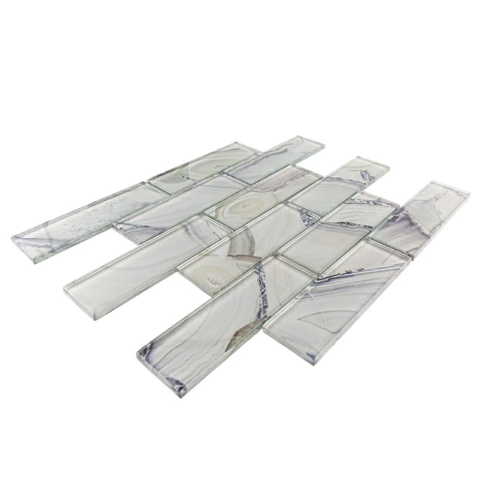 Geode Brick Gray 11.625 in. x 11.25 in. Interlocking Glossy Glass Mosaic Tile (0.908 sq. ft./Each) by Jeffrey Court - Image 3