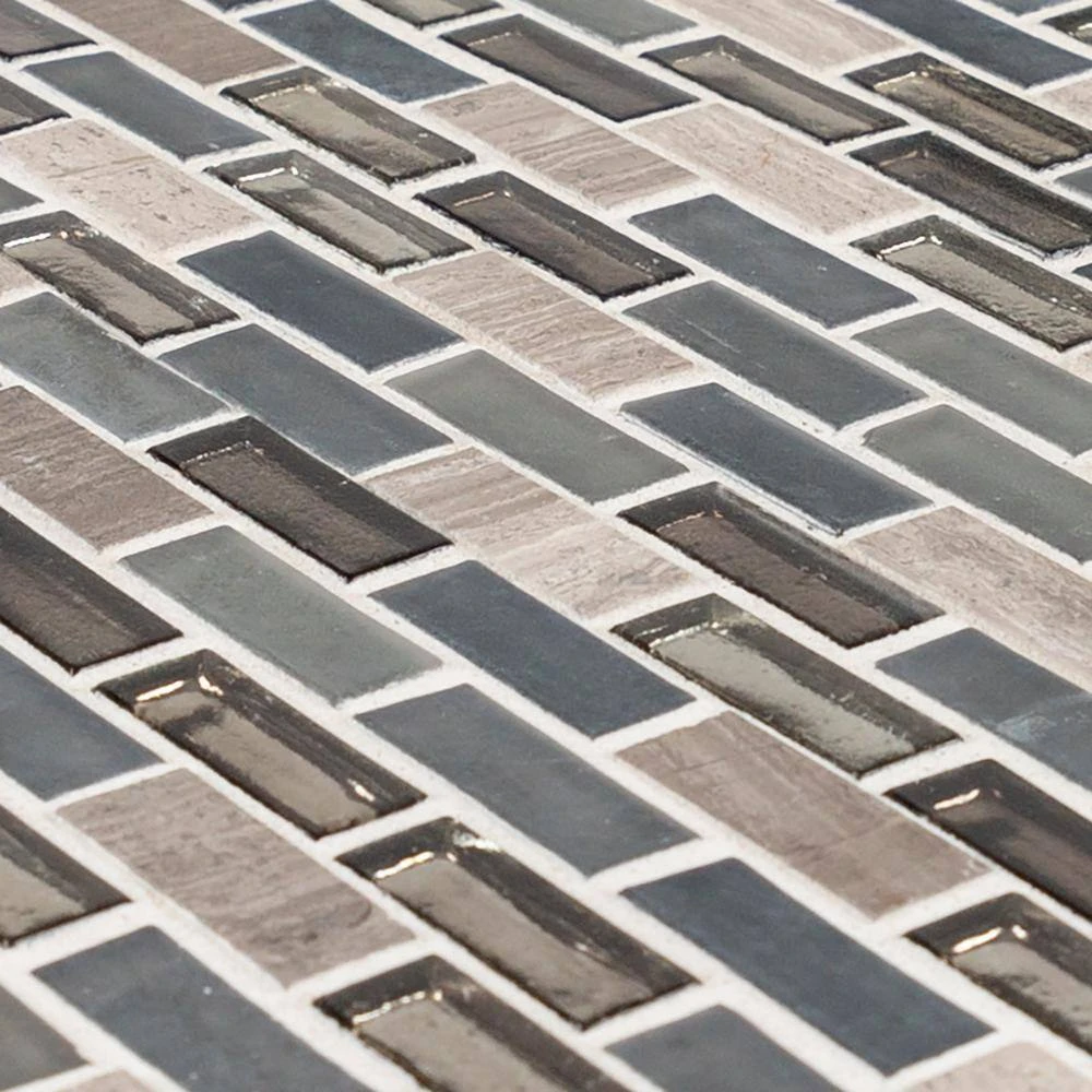 Coal Mine Gray 11.5 in. x 11.625 in. Interlocking Mixed Glass and Stone Mosaic Tile (14.99 sq. ft./Case) by Jeffrey Court - Image 5