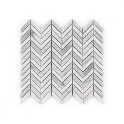 Jetwing White/Grey 10.75 in. x 11.875 in. Chevron Polished White/Grey Marble Wall/Floor Mosaic Tile (8.86 sq. ft./Case) by Jeffrey Court
