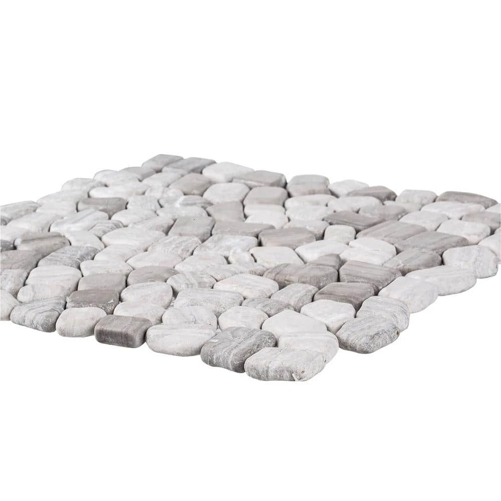 Bailey Grey Pebble 12 in. x 12 in. Honed Grey Limestone Wall and Floor Mosaic Tile (1 sq. ft./Each) by Jeffrey Court - Image 3