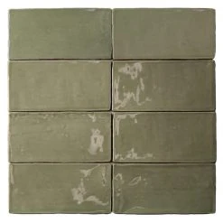 Catalina Kale 3 in. x 6 in. Polished Ceramic Subway Wall Tile (5.38 sq.ft./case) by Ivy Hill Tile