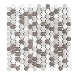Carousel Gray 10.63 in. x 10.75 in. Penny Round Glossy Porcelain Wall and Floor Mosaic Tile (11.90 sq. ft./Case) by Jeffrey Court