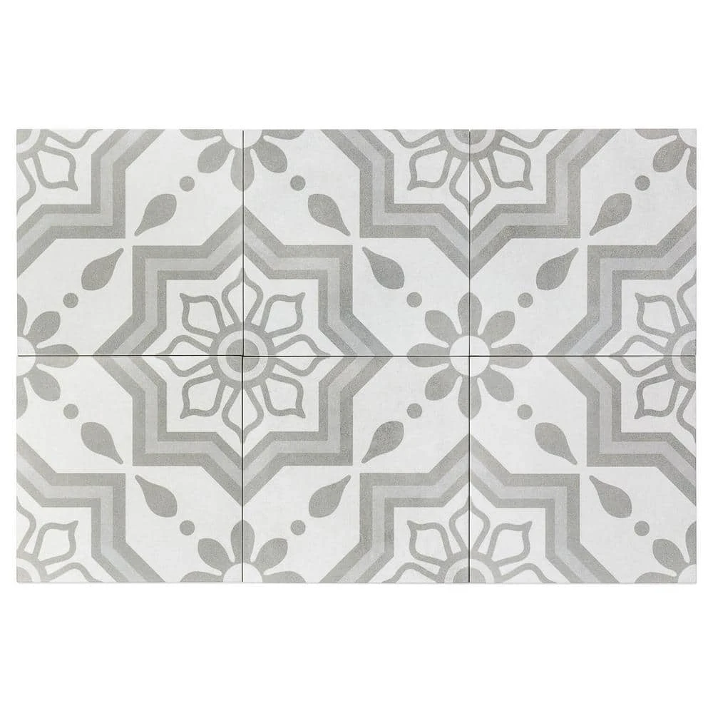 Sintra Silver Sky Encaustic 9 in. x 9 in. x 10mm Mate Porcelain Floor and Wall Tile (20 pieces / 10.65 sq. ft. / box) by Ivy Hill Tile - Image 8